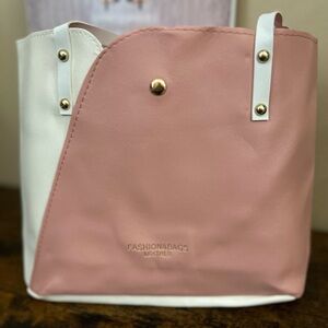 Pink and White Womens  Tote